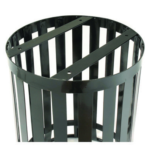 Global Industrial Outdoor Slatted Steel Trash Can, 36 gal, Black (237726BK)