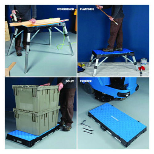 Global Industrial 4-in-1 Portable Workbench with Power Strip, 300 to 500 lbs, 38.56 to 53 x 19.86 to 32.28 x 3.56 to 30.5 (493680)
