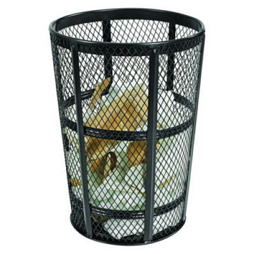 Global Industrial Steel Mesh Corrosion Resistant Trash Can, 48 gal, Black (237634BK)