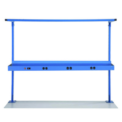 Global Industrial Upper Workbench Shelf, 6 Single Outlets, For Use With 60" Wide Workbenches, 100 lb Weight Capacity (249295ABL)