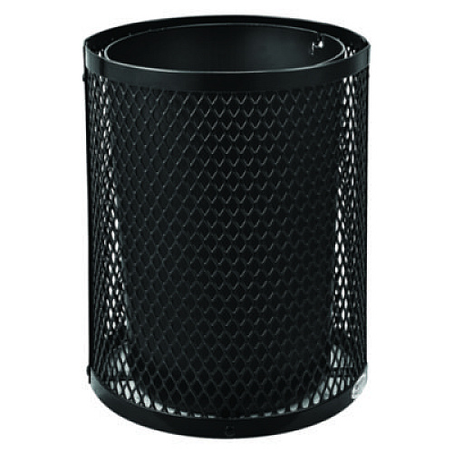 Global Industrial Outdoor Diamond Steel Trash Can, Rain Bonnet Lid, 36 gal, Black (261926BK)