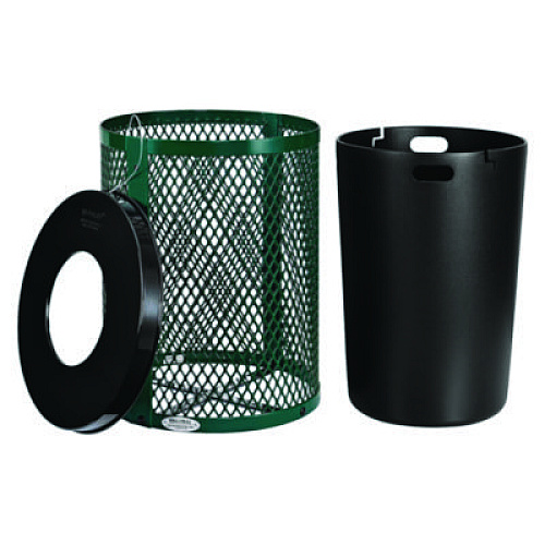 Global Industrial Outdoor Diamond Steel Trash Can, 36 gal, Green (261924GN)