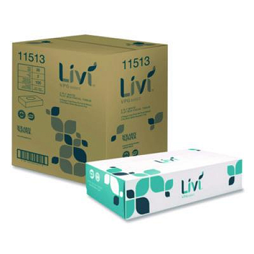 Livi VPG Select Cube Facial Tissue, 2-Ply, White, 90 Sheets/Box, 36 Boxes/Carton (11516)
