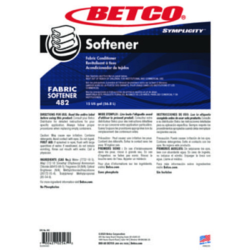Betco Symplicity Fabric Softener, Springtime Fresh, 15 gal (4827700)