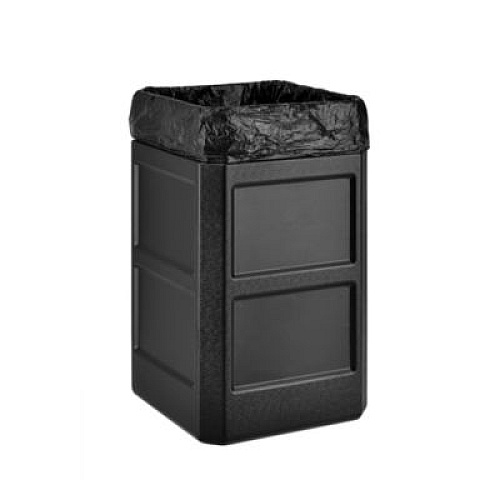 Global Industrial Square Plastic Waste Receptacle, Dome Lid with Open Sides, 42 gal, Black (641414BK)