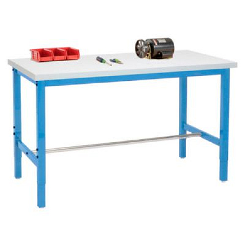 Global Industrial Adjustable Height Heavy Duty Workbenches, 5,000 lbs, 48 x 36 x 31.63 to 43.63, White/Blue (606975BL)