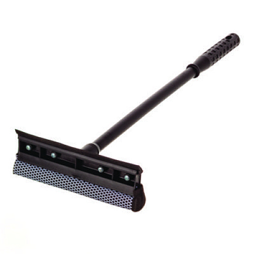 Unger Auto Squeegee, 8" Rubber Blade, 8" Mesh Scrubber, 21" Plastic Handle with Grip, Black (AUSQ0)