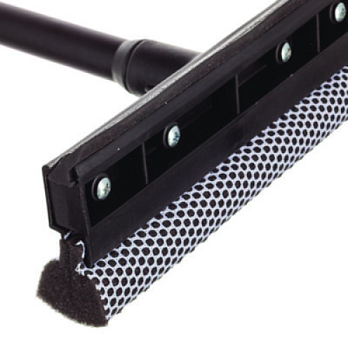 Unger Auto Squeegee, 8" Rubber Blade, 8" Mesh Scrubber, 21" Plastic Handle with Grip, Black (AUSQ0)