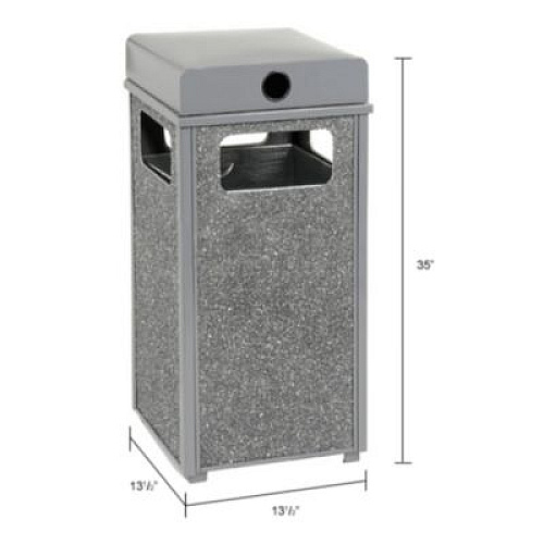 Global Industrial Stone Panel All Weather Trash Receptacle Urn, 12 gal, Steel, Gray (239576GY)