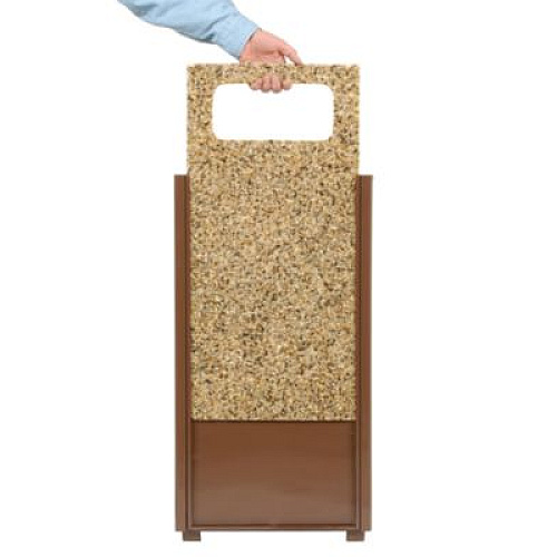 Global Industrial Stone Panel All Weather Trash Receptacle Urn, 12 gal, Steel, Brown (239576BN)