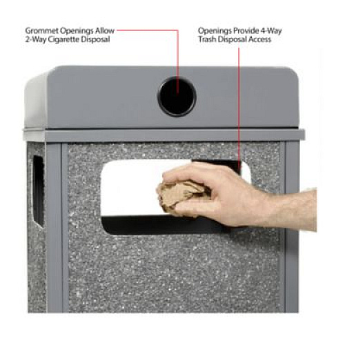 Global Industrial Stone Panel All Weather Trash Receptacle Urn, 12 gal, Steel, Gray (239576GY)