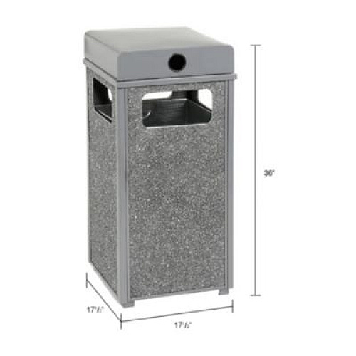 Global Industrial Stone Panel All Weather Trash Receptacle Urn, 24 gal, Steel, Gray (238241GY)