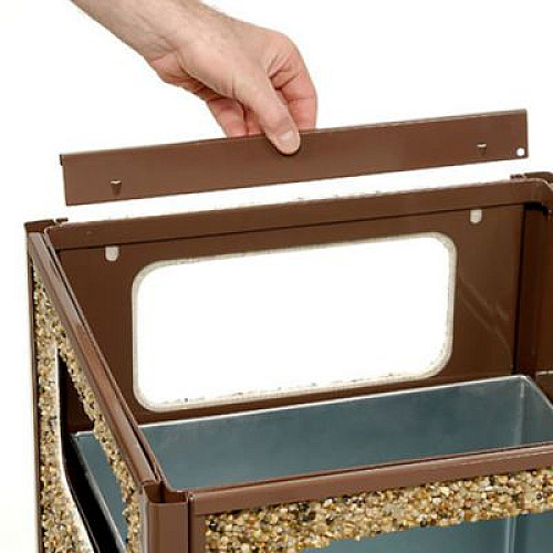 Global Industrial Stone Panel All Weather Trash Receptacle Urn, Open Ashtray Top, 24 gal, Steel, Brown (238243BN)