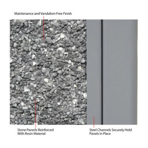 Global Industrial Stone Panel All Weather Trash Receptacle Urn, 24 gal, Steel, Gray (238241GY)