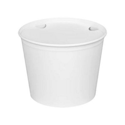 Karat Food Bucket with Lid, 85 oz, 7.36" Diameter x 6" h, White, Paper, 180/Carton (CFB85WBNDL)