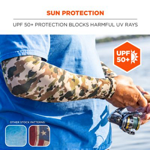 ergodyne Chill-Its 6695 Sun Protection Arm Sleeves, Polyester/Spandex, Medium/Large, Blue (12195)
