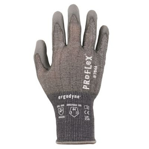 ergodyne ProFlex 7044 ANSI A4 PU Coated CR Gloves, EN388: 4X42D, 9" Long, X-Small, Gray, Pair (10491)