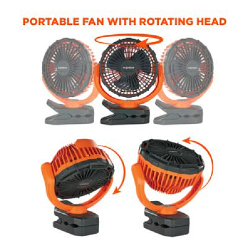 ergodyne Chill-Its 6090 Rechargeable Portable Jobsite Fan, 9.5", 2 Speeds, Orange/Black (12800)