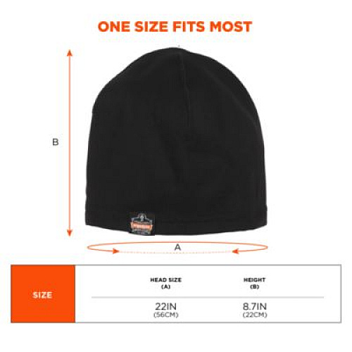 ergodyne N-Ferno 6813 Winter Skull Cap Helmet Liner, Polyester/Spandex, One Size Fits Most, Black (16908)