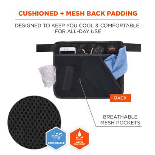 ergodyne Arsenal 5715 Cleaning Apron Pouch with Pockets, 10 Compartments, 11 x 13.5, Nylon, Black (13718)