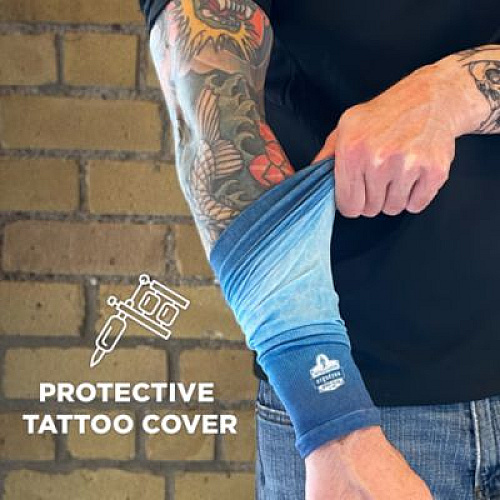 ergodyne Chill-Its 6695 Sun Protection Arm Sleeves, Polyester/Spandex, Medium/Large, Blue (12195)