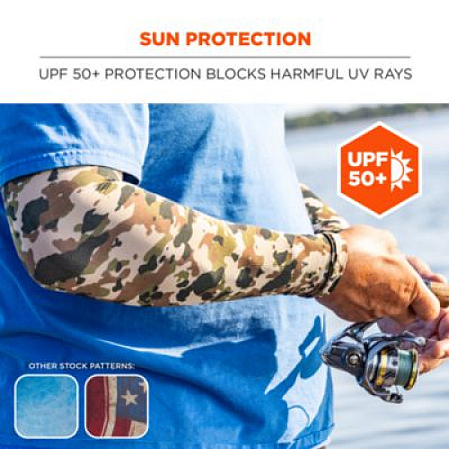 ergodyne Chill-Its 6695 Sun Protection Arm Sleeves, Polyester/Spandex, X-Large/2X-Large, Camo (12192)