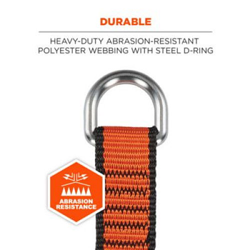 ergodyne Squids 3174 Anchor Choke Strap for Tool Tethering, 25 lb Max Safe Working Capacity, 15" Long, Orange (19174)