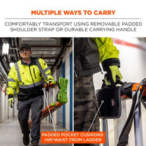 ergodyne Arsenal 5300 Ladder Shoulder Lifting Strap/Carrying Handle, Supports Up to 100 lb, 2 x 9 x 11, Black/Silver (19196)