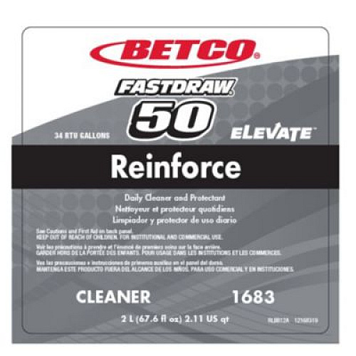 Betco Reinforce FastDraw Floor Cleaner and Protectant, Lemon Scent, 2 L Bottle, 4/Carton (16834700)