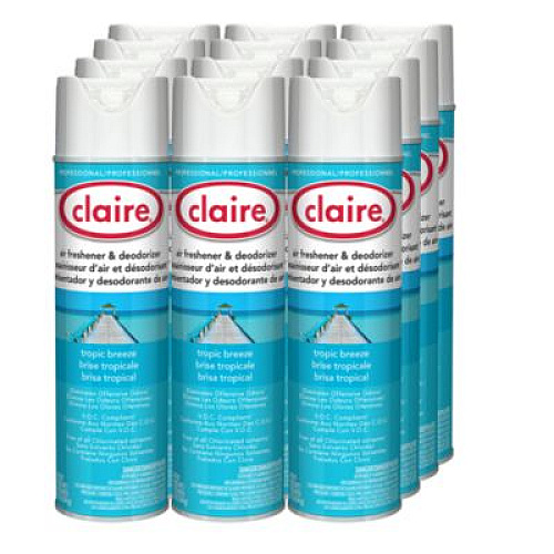 Claire Aerosol Air Freshener and Deodorizer, Tropic Breeze, 10 oz Aerosol Spray, 12 Cans (165)