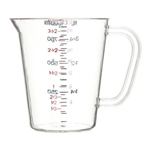 Carlisle Commercial Measuring Cup, 1 qt, Plastic, Clear (4314307)