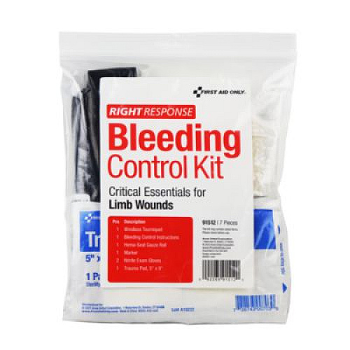 First Aid Only Critical Essentials Bleeding Control Kit for Limb Wounds, 8 Pieces, Plastic Bag (91512)