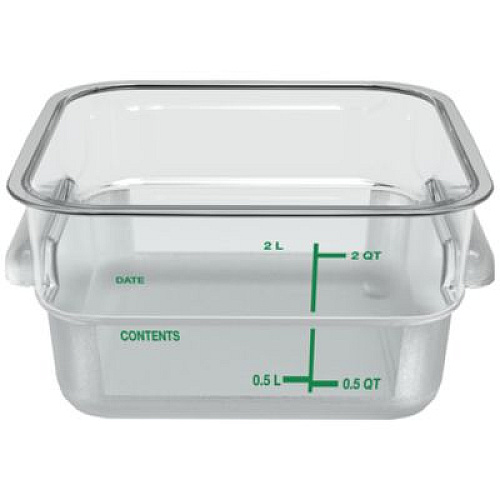 Carlisle Squares Polycarbonate Food Storage Container, 2 qt,  7.13 x 7.13 x  3.8, Clear, Plastic (1195007)