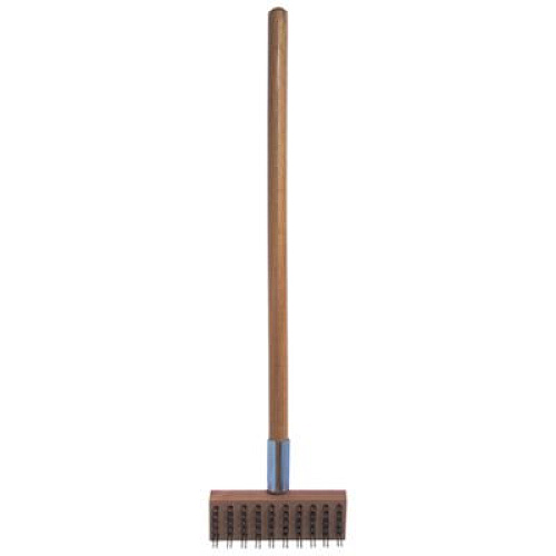 Carlisle Sparta Broiler Master Grill Brush and Scraper with Handle, Metal Bristles, 30", Natural Wood Handle (36372500)
