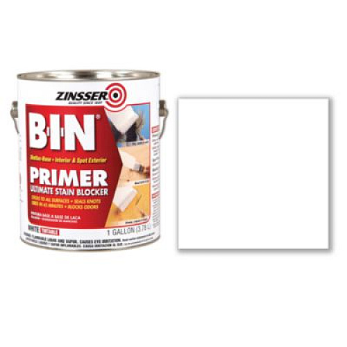 Zinsser BIN Shellac-Base Interior and Spot Exterior Primer, Flat White, 1 gal Bucket/Pail, 2/Carton (320991CT)