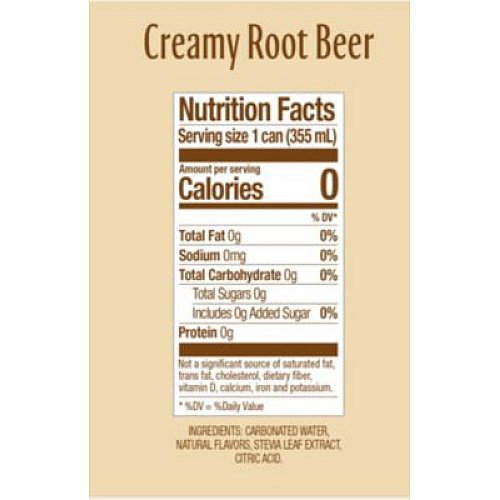 Zevia Zero Sugar Naturally Sweetened Soda, Creamy Root Beer, 12 oz Can, 12/Carton (0190512)