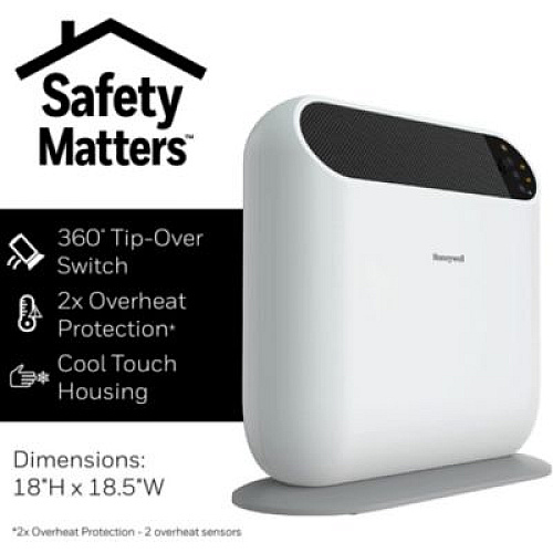 Honeywell ThermaWave 6 Ceramic Heater, 1,500 W, 7.75 x 18.11 x 18.54, White (HCE870W)