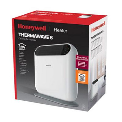 Honeywell ThermaWave 6 Ceramic Heater, 1,500 W, 7.75 x 18.11 x 18.54, White (HCE870W)