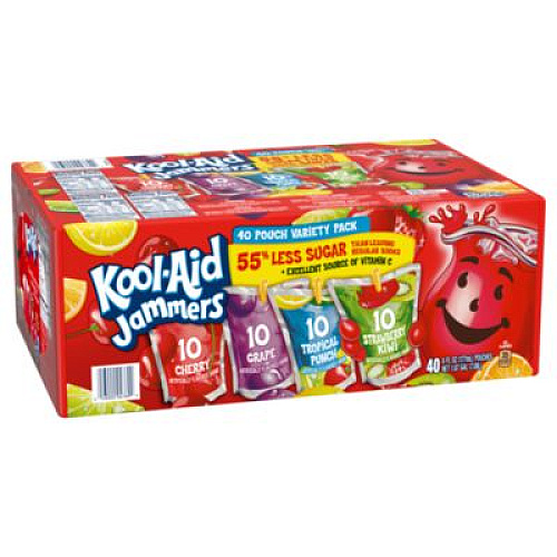 Kool-Aid Jammers Juice Pouch Variety Pack, 6 oz Pouch, 80/Carton (60004076)