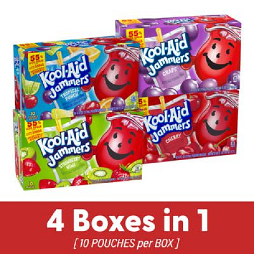 Kool-Aid Jammers Juice Pouch Variety Pack, 6 oz Pouch, 80/Carton (60004076)