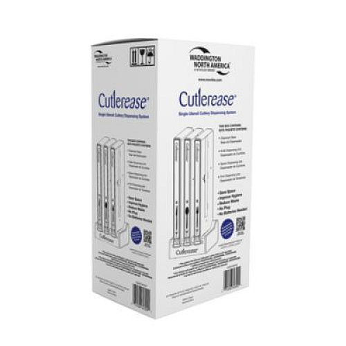 WNA Cutlerease Dispensing System Starter Kit, Holds 120 Forks/120 Knives/120 Spoons, 12.5 x 12.5 x 29.25, Gray/Black (STARTKIT)
