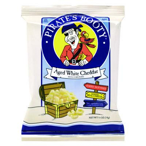 Pirate's Booty Natural Aged White Cheddar Baked Corn Puffs, 0.5 oz Bag, 36/Box, 2 Boxes/Carton (60004090)