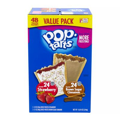 Kellogg's Pop Tarts, Brown Sugar Cinnamon/Strawberry, 2/Pouch, 24 Pouches Box, 2 Boxes/Carton (60004083)