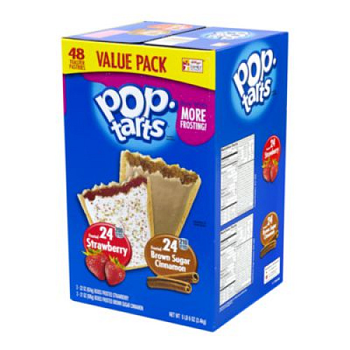 Kellogg's Pop Tarts, Brown Sugar Cinnamon/Strawberry, 2/Pouch, 24 Pouches Box, 2 Boxes/Carton (60004083)