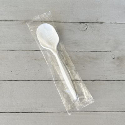 Boardwalk Mediumweight Wrapped Polypropylene Cutlery, Soup Spoon, 4.86", Plastic, White, 1,000/Carton (SOUPMWPPIW)