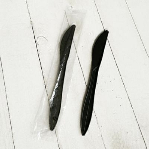 Boardwalk Mediumweight Wrapped Polypropylene Cutlery, Knife, Plastic, Black, 1,000/Carton (KNIFEBLPPIW)