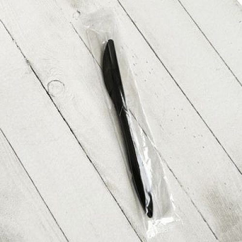 Boardwalk Mediumweight Wrapped Polypropylene Cutlery, Knife, Plastic, Black, 1,000/Carton (KNIFEBLPPIW)