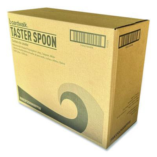 Boardwalk Mediumweight Wrapped Polypropylene Cutlery, Spoon, 5.31", Plastic, White, 1,000/Carton (SPOONMWPPIW)
