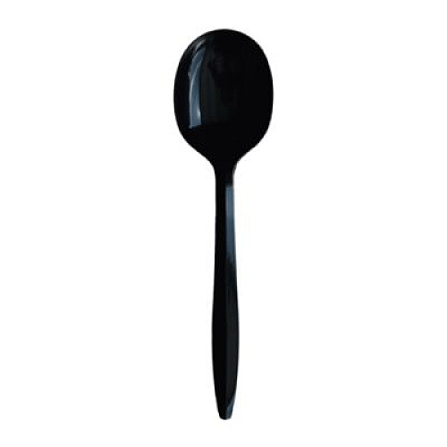 Boardwalk Mediumweight Wrapped Polypropylene Cutlery, Soup Spoon, Plastic, Black, 1,000/Carton (SOUPBLPPIW)
