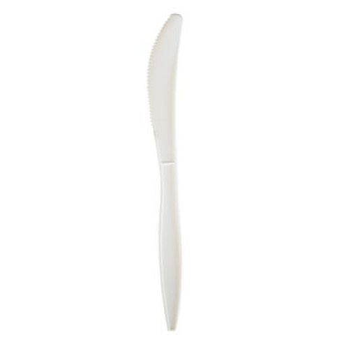 Boardwalk Mediumweight Wrapped Polypropylene Cutlery, Knife, 5.86", Plastic, White, 1,000/Carton (KNIFEMWPPIW)